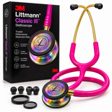 3M™ Littmann® Classic III™ Stethoscope – Pink Tube, Gold Binaurals & Rainbow Finish